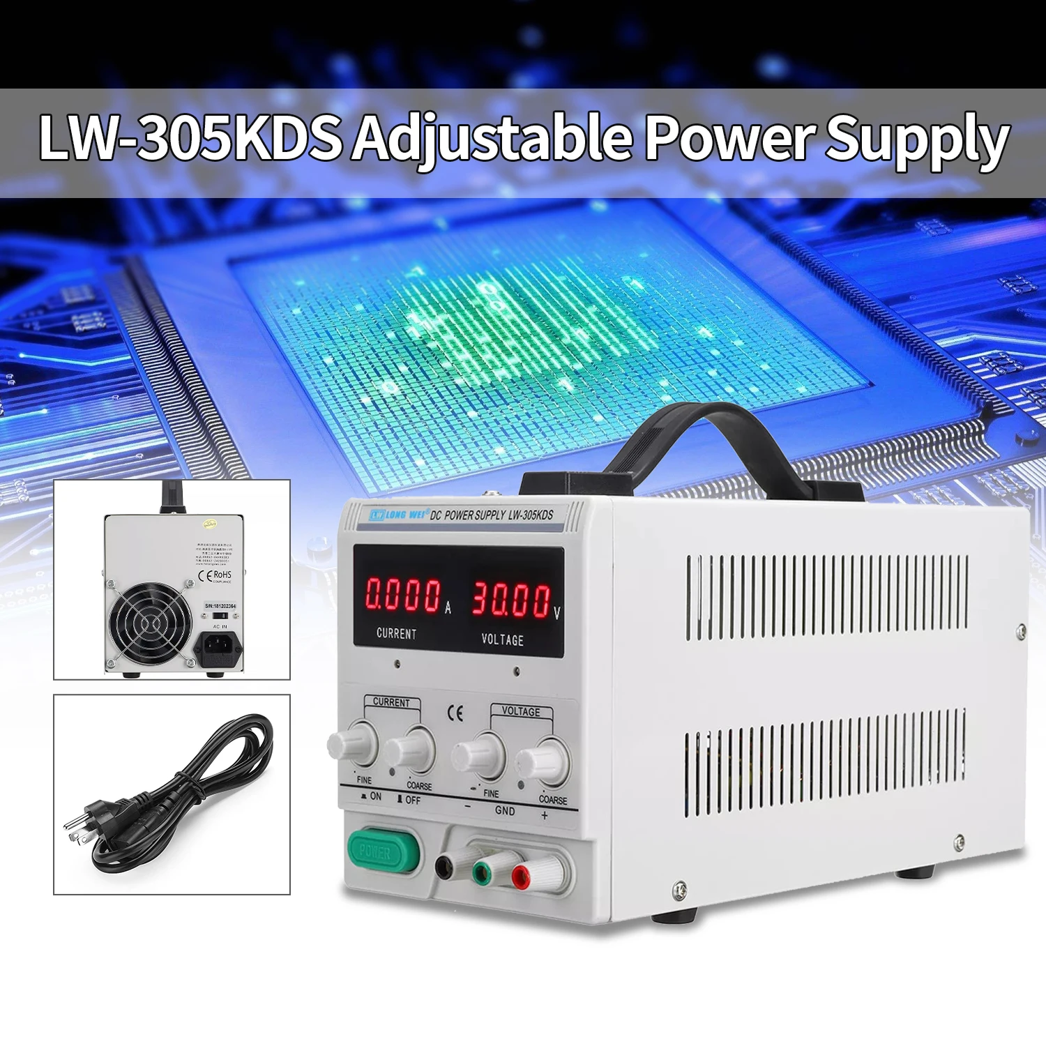 LONG WEI LW305KDS 110V/220V для детей на возраст от 0 до 30V 5A регулируемый светодиодный