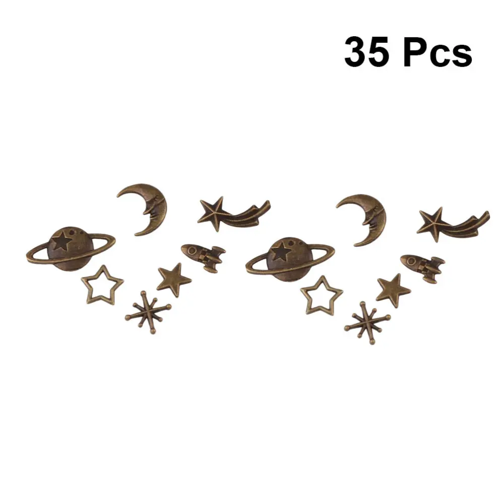 

35Pcs Epoxy DIY Material Bag Metal Star Moon Decoration Jewelry Accessories (Moon Silver)