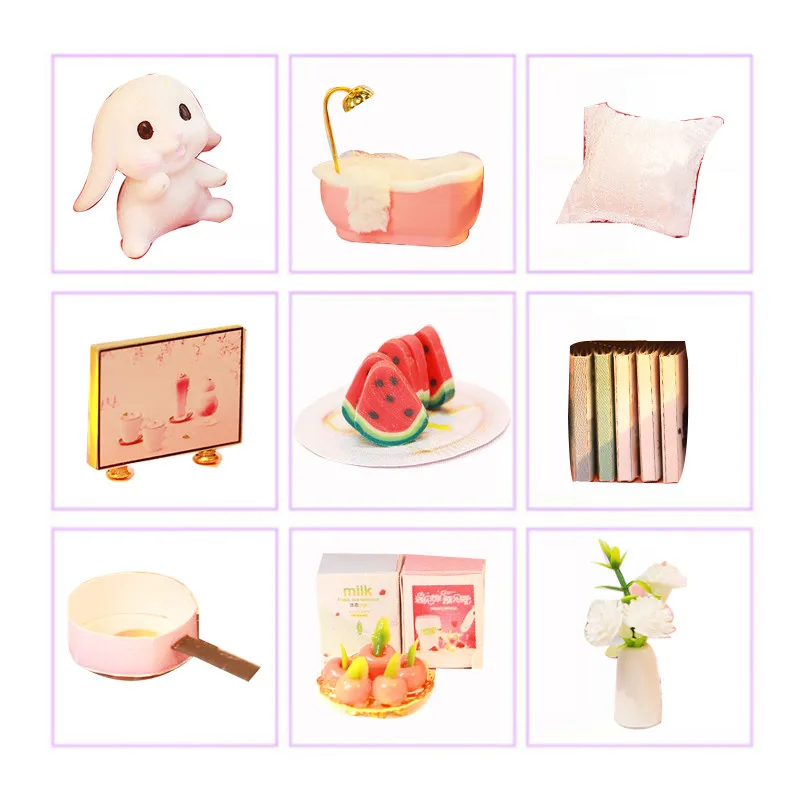 

DIY Doll House Mid-Summer Dream Girls Educational Wooden Miniature Dollhouse With LED lights Kit children kids Toys