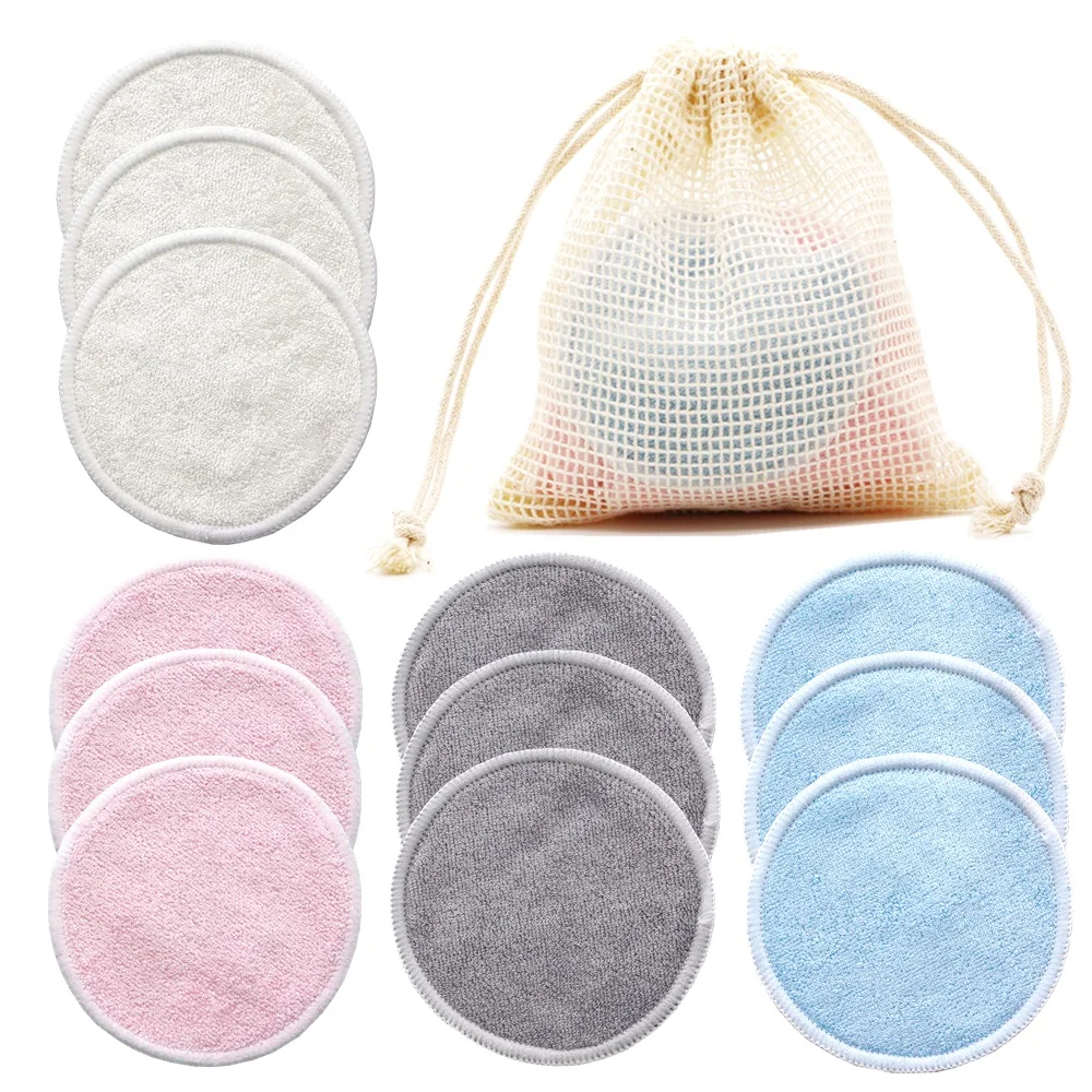 

Reusable Bamboo Makeup Remover Pads 12pcs/Pack Microfiber Washable Rounds Cleansing Facial Tools Make Up Removal Pad