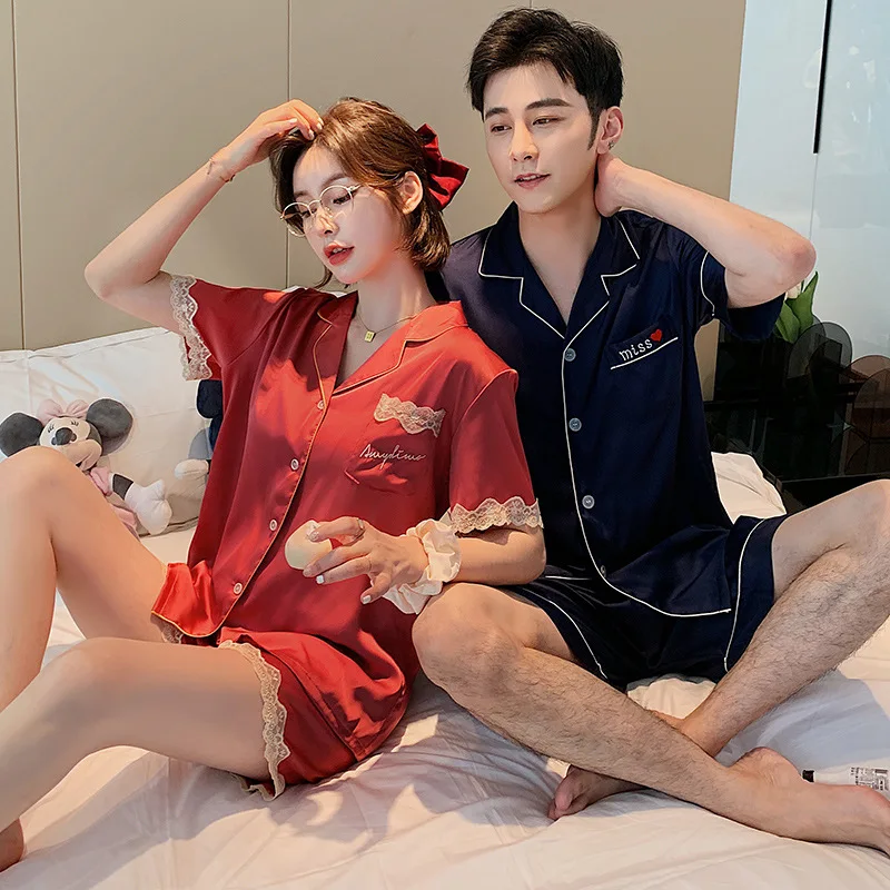 FZSLCYIYI роскошный Пижамный костюм для пар Женская атласная пижама Милая одежда сна