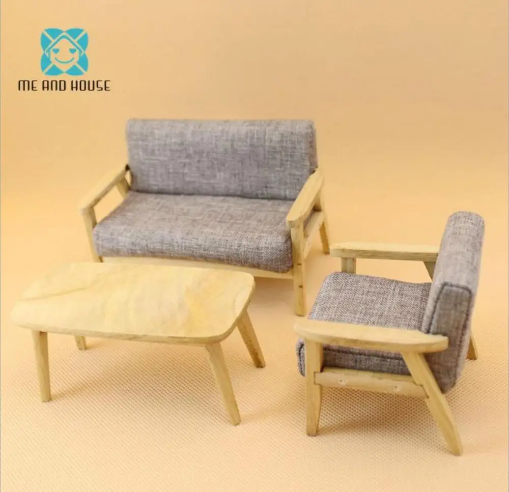 

1:12 Mini Dollhouse furniture sofa gray modern style