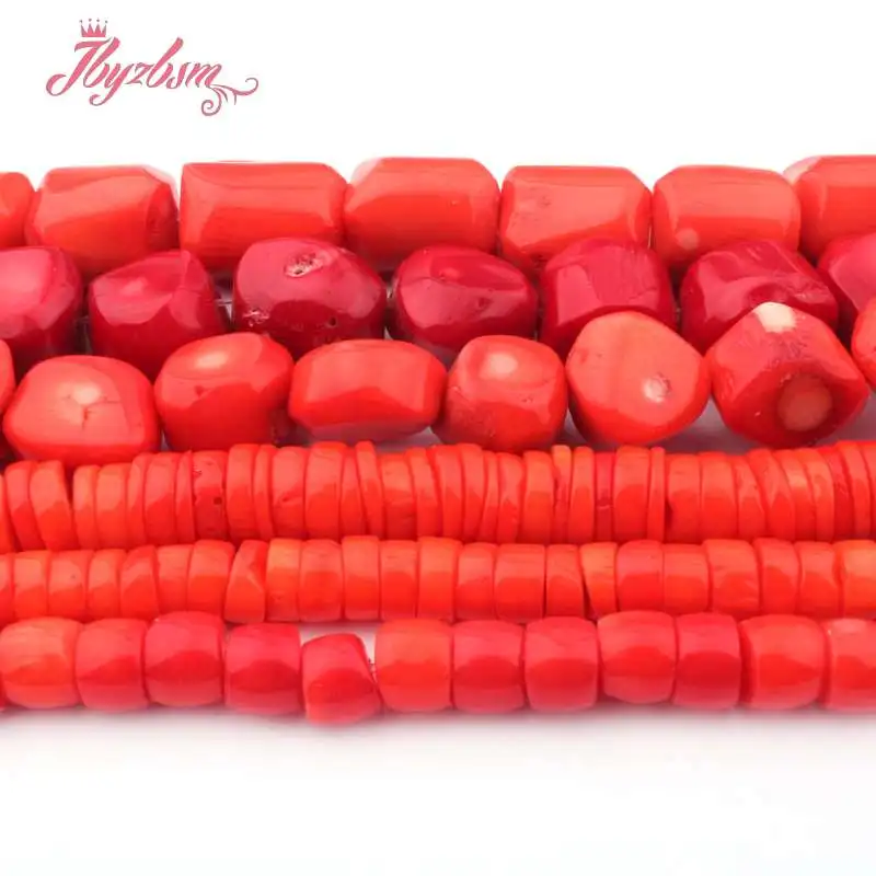 Свободные бусины из натурального камня Heishi красные оранжевые коралловые для