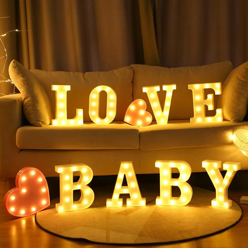 

Светящийся светодиодный светильник в виде букв, лампа с английским алфавитом, цифрами год, романтический День Св. Валентина, свадьба, день р...