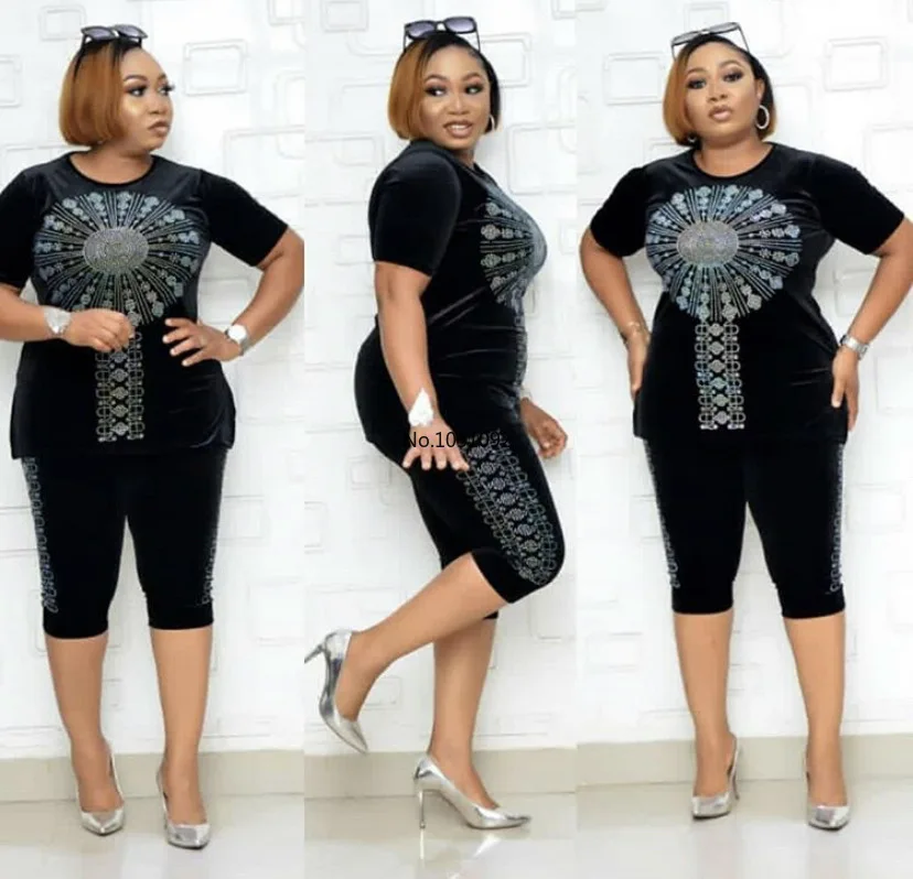 Комплект из 2 предметов женский спортивный костюм модная африканская одежда топ