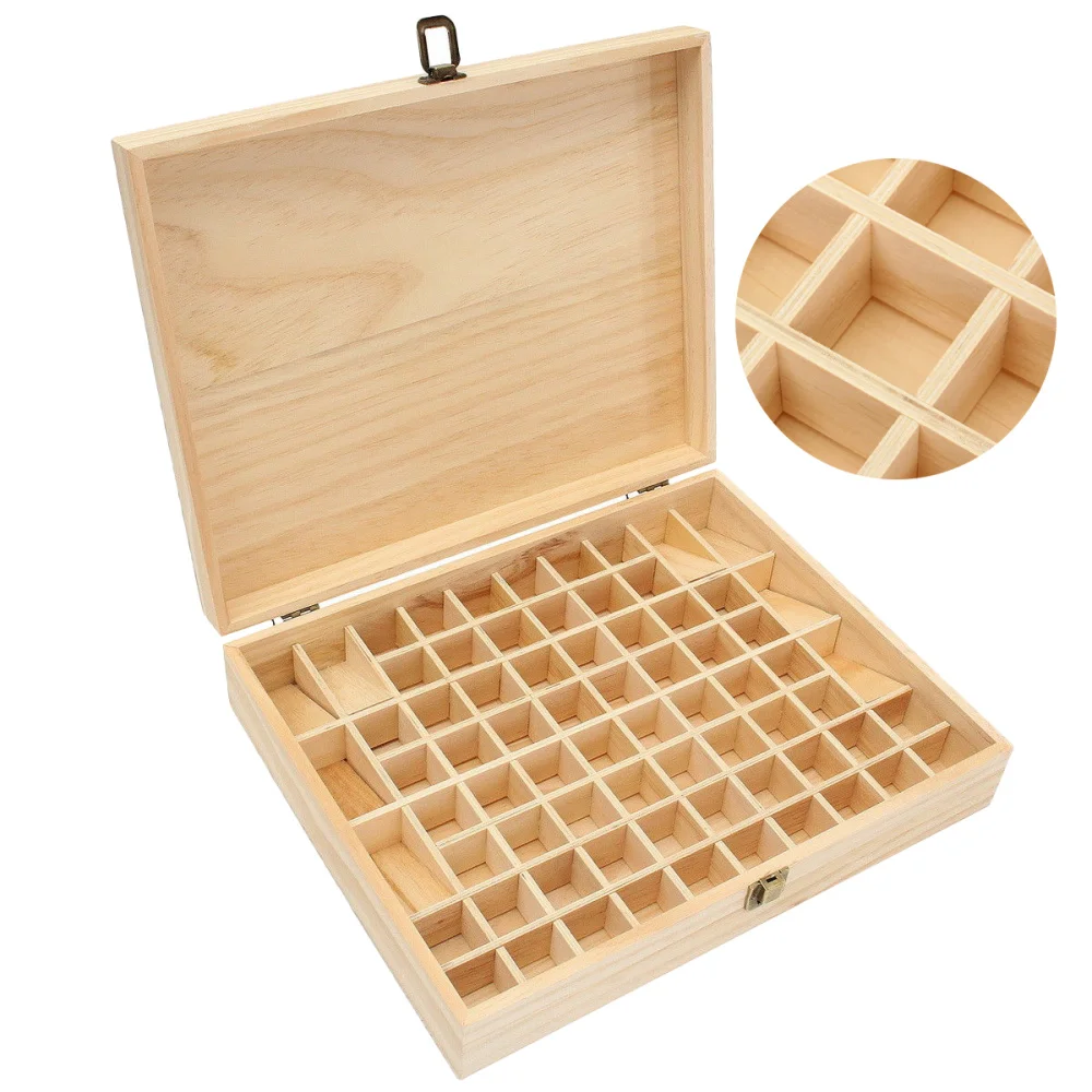 

72 Holes Bottle Essential Oil Case Wooden Portable Essential Oil Carry Travel Box Holder Organizer