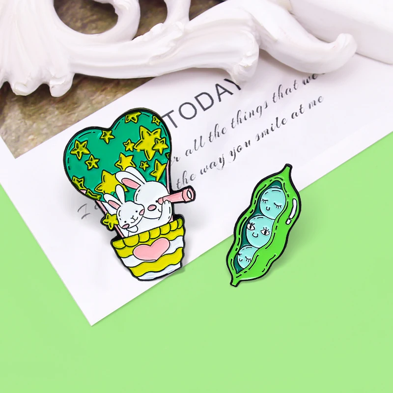 Зеленые животные растения броши зеленый горох фасоль детское сердце воздушный