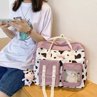 dcimor new cow print multifunction backpack fashion transparent women backpacks teenage girl ring buckle small schoolbag bookbag