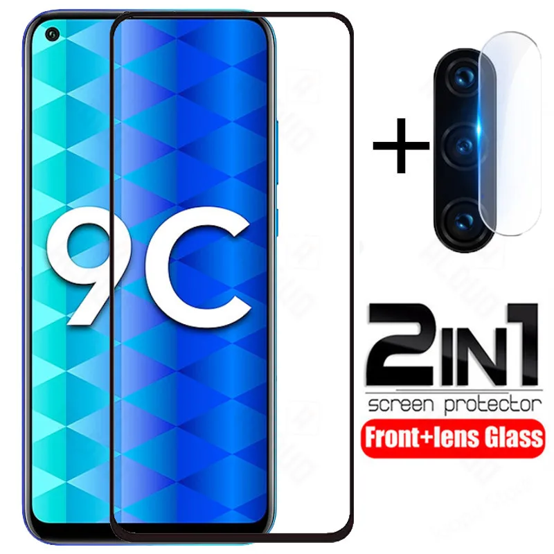 2 в 1 Защитное стекло для honor 9C Honor 30i 10i 9a 20 pro lite Защита экрана Huawei 9A 9s 7a 8x