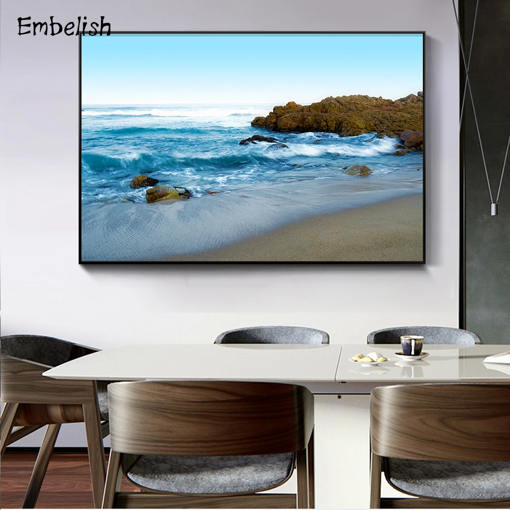 

1 Pieces Sea Wave Landscape Wall Posters For Living Room HD Spray On Canvas Oil Paintings Beach Home Decor Pictures Artworks
