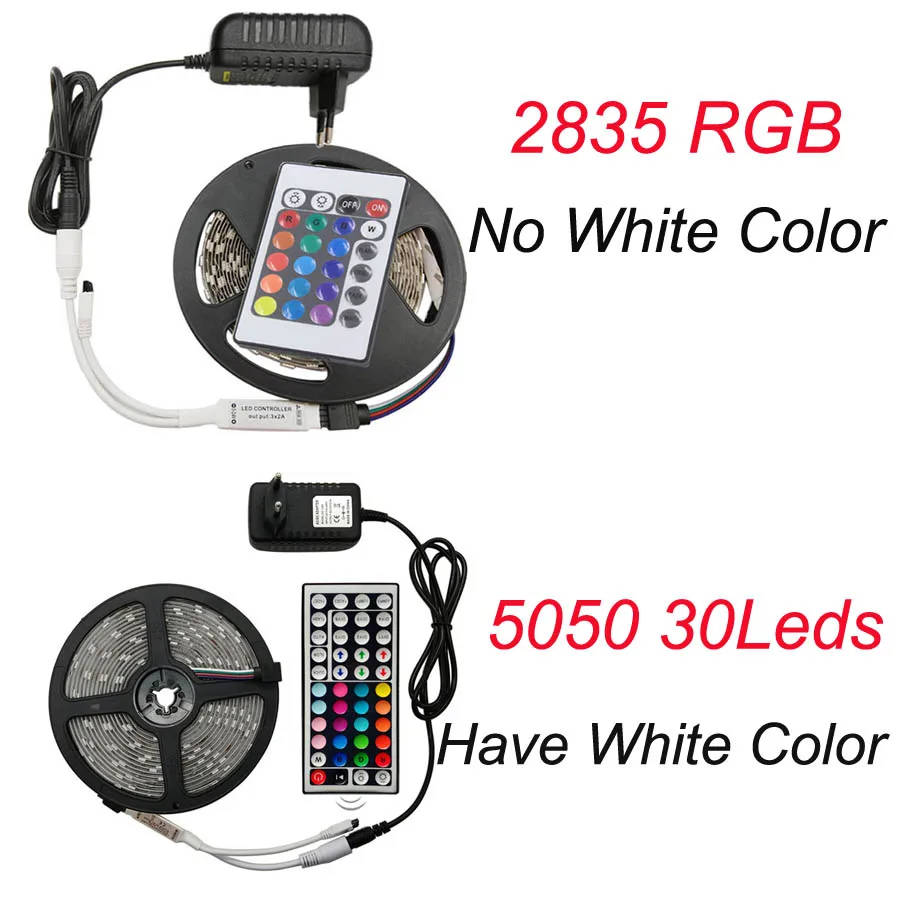 Светодиодная лента DC12V RGB лента Диодная неоновая лента tira fita светодиоды 2835 5050 5 м, 10 м водонепроницаемая гибкая световая гирлянда с адаптером