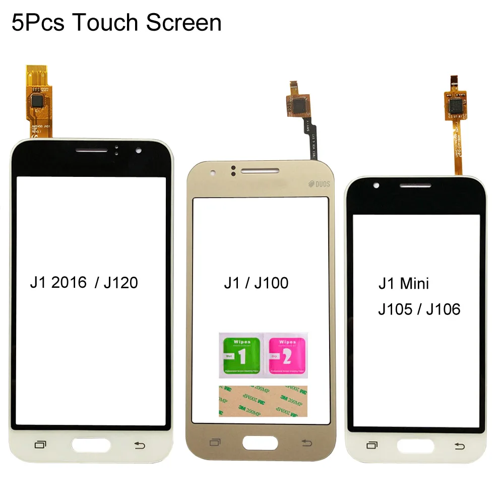 5 шт. Передняя стеклянная панель сенсорный экран для Samsung Galaxy J1 2016 J120 J100 Mini J105 J106