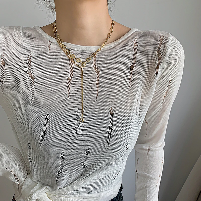 Женское простое ожерелье новинка 2021 золотая цепочка с кисточками ювелирное