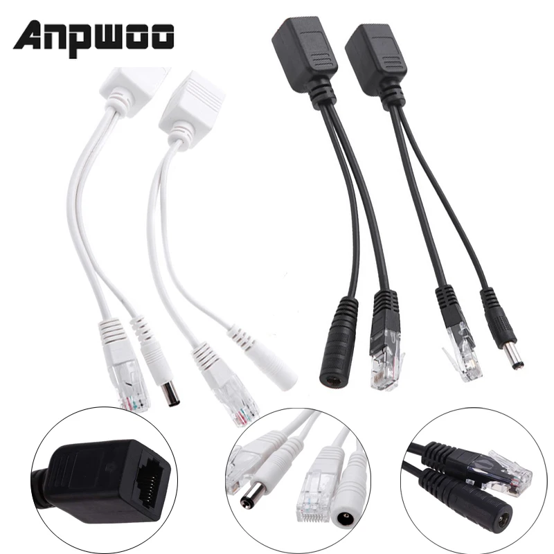 

Anpwoo кабель адаптер POE RJ45 инжектор Сплиттер Комплект экранированная лента пассивной мощности над Ethernet12-48v синтезатор сепаратор