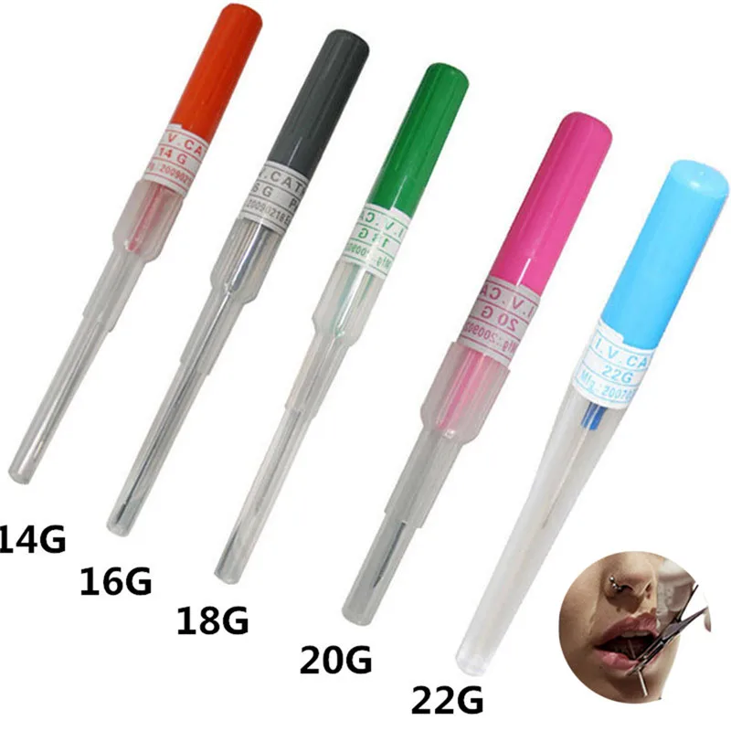 

1pc 14G 16G 18G 20G 22G Body Jewelry Surgical Steel Catheter Piercing Needles Supply Sterilized Body Tattoo Needles