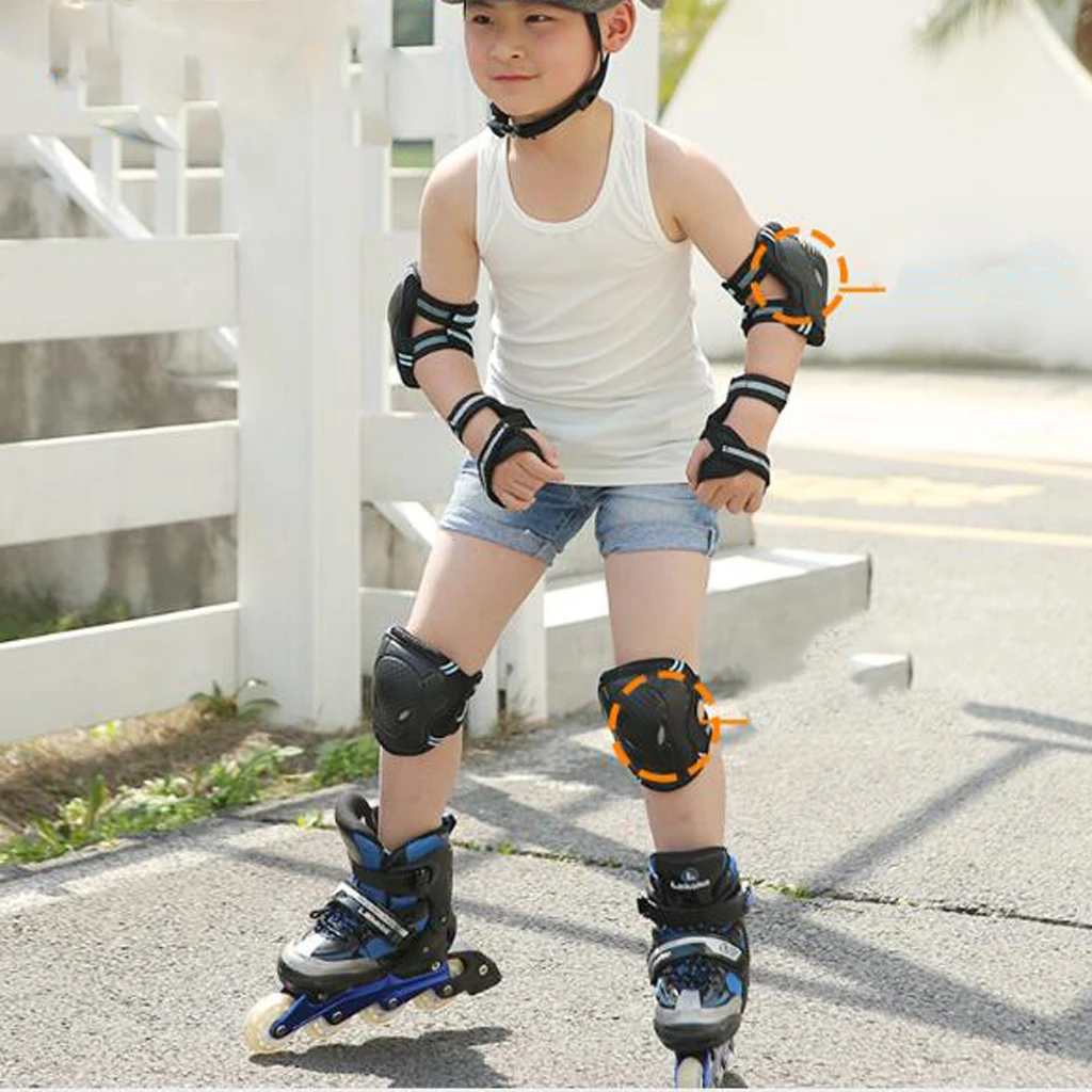 

6x Elbow Wrist Knee Pads Sport Safety Protective Gear Guard for Kids Skating