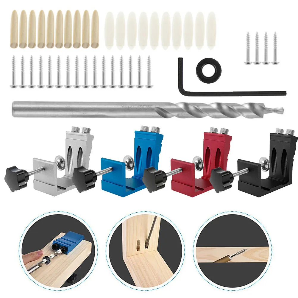 

Tool Locator Wood Woodworking 46x Drill Hole Jig Joint Kit Pocket Screw