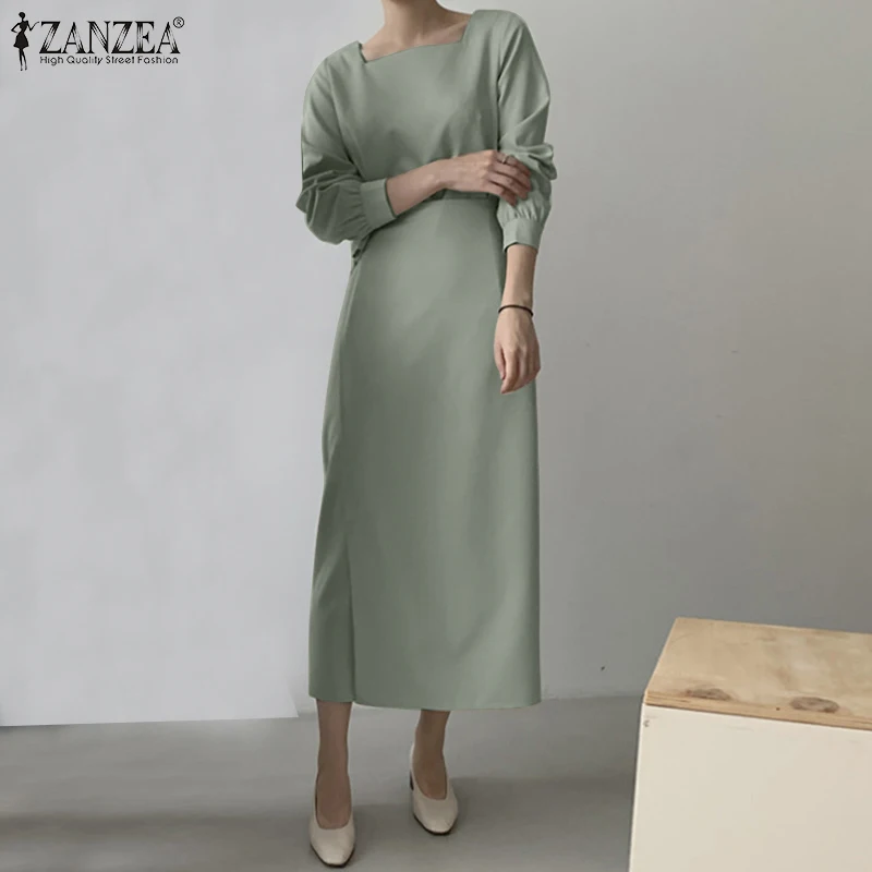 

Женское платье на шнуровке, модель 2022 года, стильное винтажное платье-миди с длинным рукавом и квадратным вырезом, офисный кафтан в офисном ...