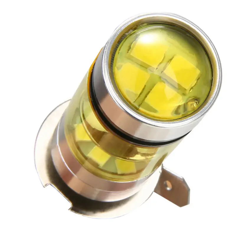 2pcs LED Lights H3 100W Taillight Bulb 2828SMD Car Yellow Aluminum Alloy | Автомобили и мотоциклы