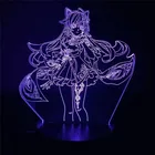 Игра Genshin ударная светодиодная атмосфера 3D Keqing Ночной светильник лампа для спальни Декор Светильник прикроватные лампы светильник s