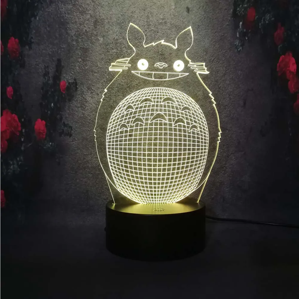 Hayao Miyazaki аниме мультфильм животных Тоторо Модель Ночник светильник 3D LED 7 цветов