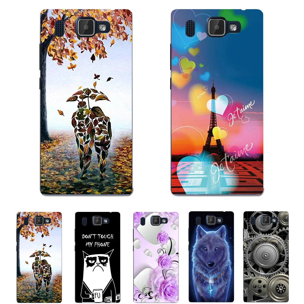 Romantic Leaf Lovers Art Pattern Back Case Cover For Prestigio Grace Q5 PSP5506DUO Shell Bag Housing Gift | Мобильные телефоны и