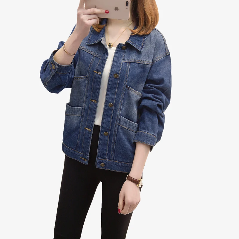 Женская джинсовая куртка 2020 весенне осенняя футболка с длинными рукавами