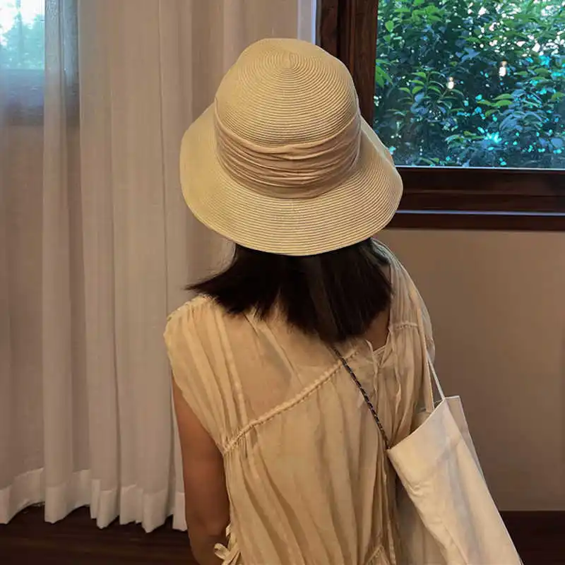 

[EAM] Women Camel Casual L Big SizeFishermen Hat New Round Dome Temperament Fashion Tide All-match Spring Autumn 2021 1DD9813