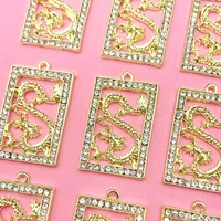 10pcs shiny rhinestone dragon long charms pendant golden alloy dragons animal charm for diy necklace jewelry making accessories