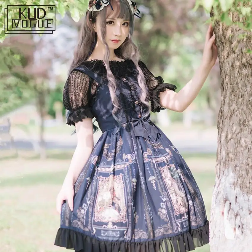 Женское кружевное платье принцессы Elf Lunar Altar готическое винтажное средней длины