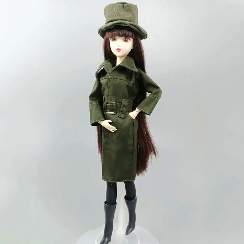 Модный костюм зимняя куртка пальто Тренч для куклы Барби наряды одежда с шапкой