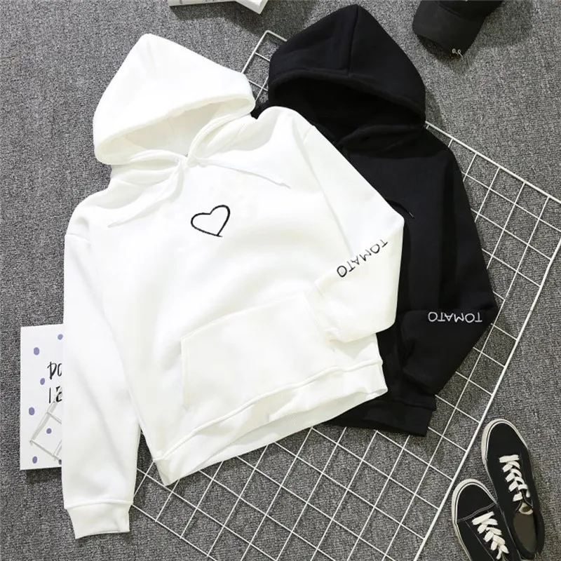 Женский флисовый пуловер с вышивкой love bf Harajuku | Женская одежда