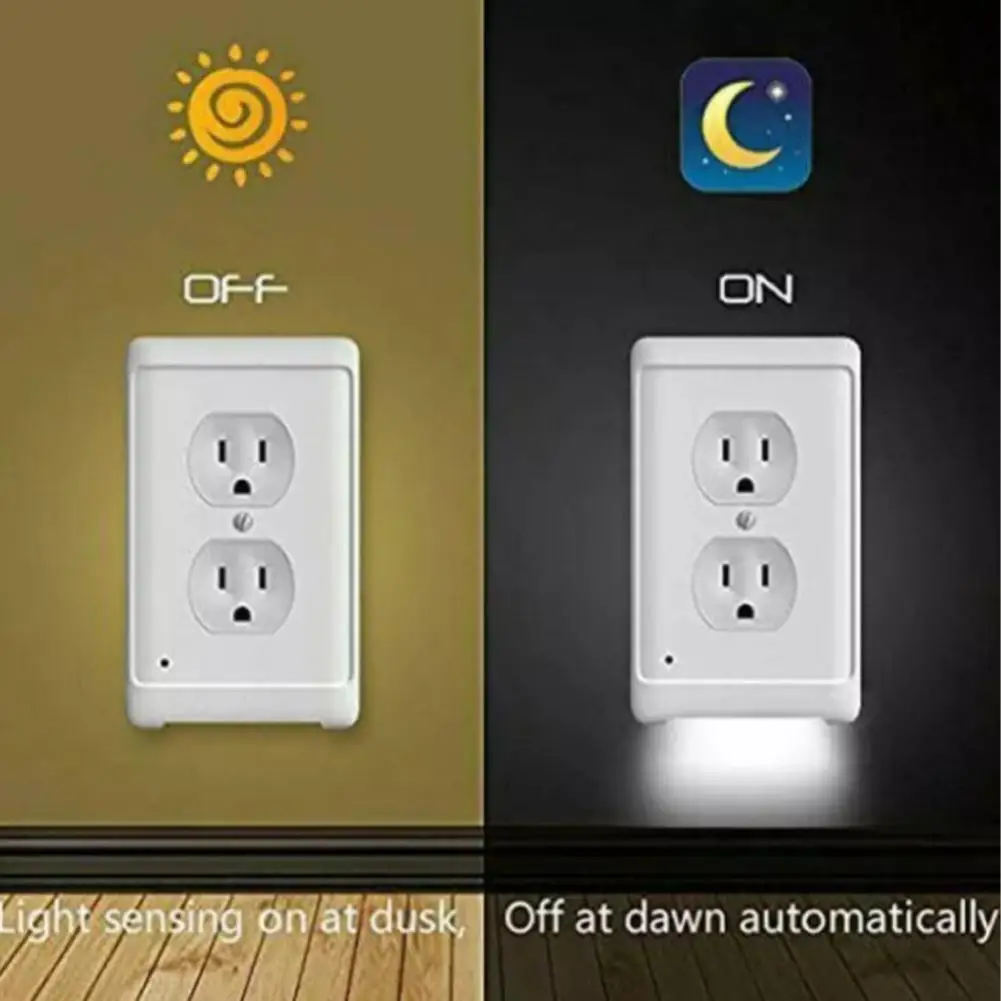 

Night Angel Night Light Plug-in Panel With LED Lights Switch Ambient Light Sensor Sticker Wall Light Socket Home Office Tools