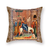 russian religious double sided polyester cushion decoration crucifixion cross print home fluffy bedside pillow case accessories