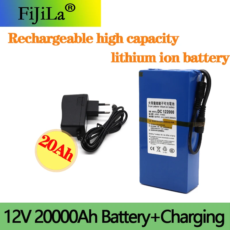 

2021 новый высококачественный DC 12 В 20000 мАч DC 122000 мощный перезаряжаемый резервный литий-ионный аккумулятор для камеры видеонаблюдения беспро...