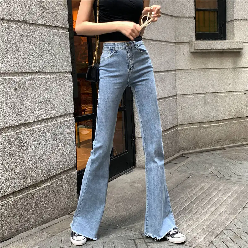 

2019 New Denim High Waist Flare Jeans Boyfriend Jeans For Women Full Length Loose Casual Sexy Jeans Spring Pants
