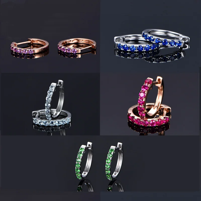 Серьги из чистого золота с натуральным Рубином/Сапфиром/аквамарином/Tsavorite 18