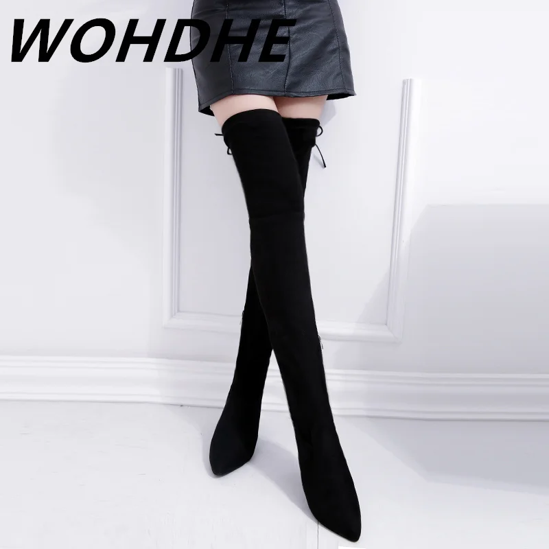 Женские Современные Сапоги WOHDHE лаконичные длинные сапоги выше колена на