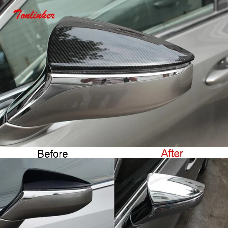 

Tonlinker Exterior Car Rearview Mirror Cover Stickers For LEXUS ES200 260 300H 2018-21 Car Styling 2 PCS ABS Cover Stickers