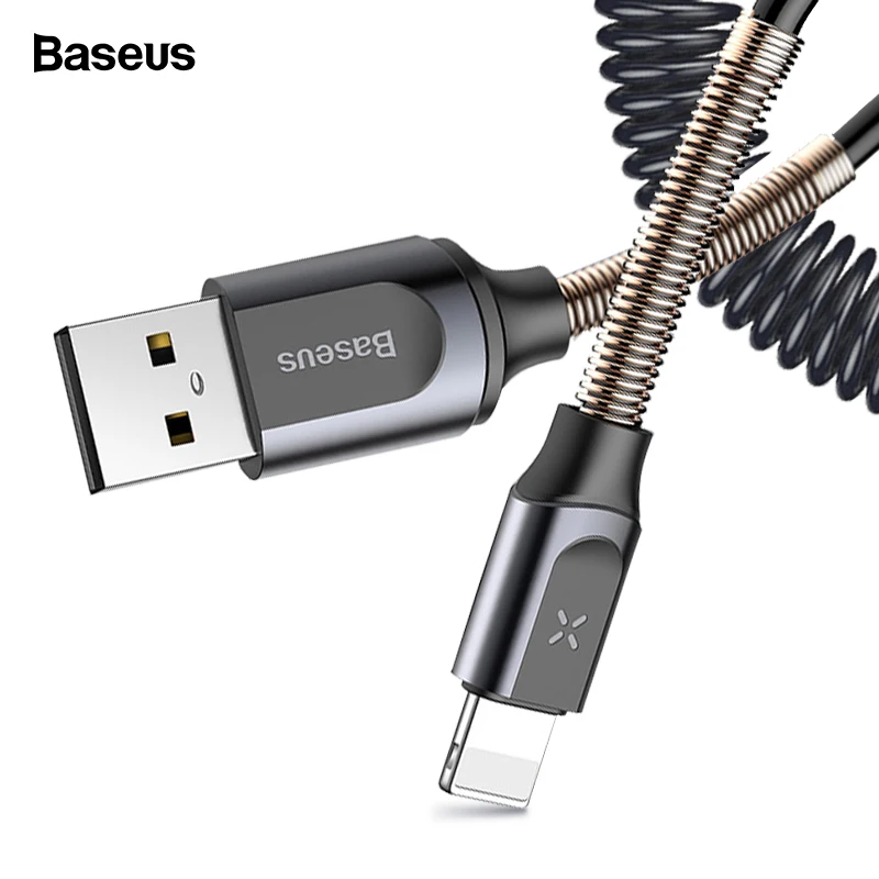 Baseus USB кабель выдвижной пружинный кабель для iPhone X XS Max XR 8 7 6 Plus Быстрая зарядка кабель для зарядного устройства провод кабель для передачи данных адаптер