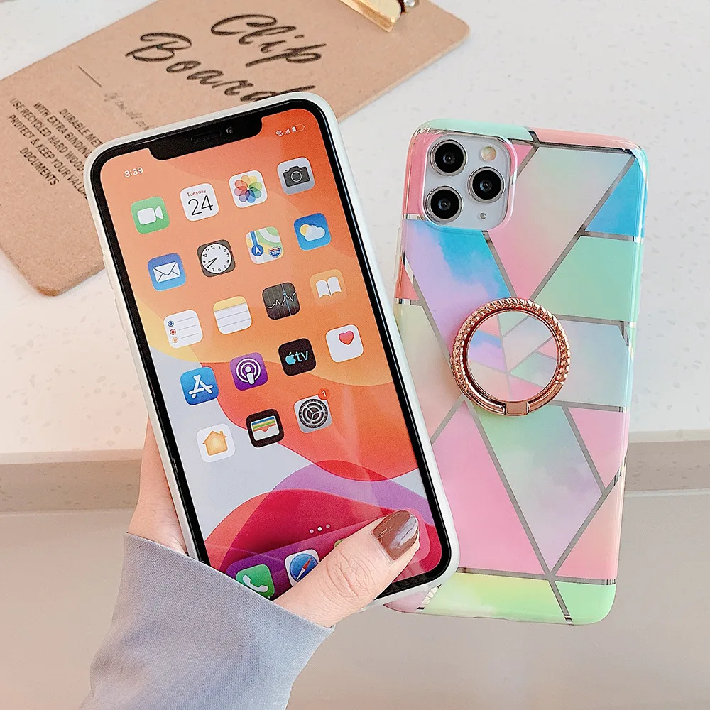 Покрытие мраморный цветок кольцо подставка держатель чехол для iPhone 11 XR XS MAX X 7 8 Plus