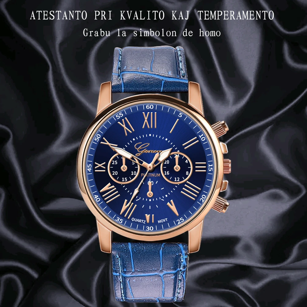 Мужские часы в стиле ретро кожаный кварц британский стиль римские цифровые