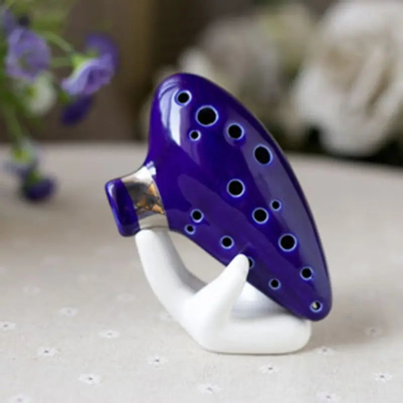 White 6/12 Hole Ocarina Collector Ceramic Hand Stand Base for Music Lovers | Спорт и развлечения