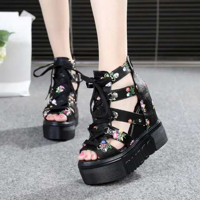 2019 shoes woman sandals summer new fashion platform wedges zip thick bottom casual women high heels sandalias | Обувь