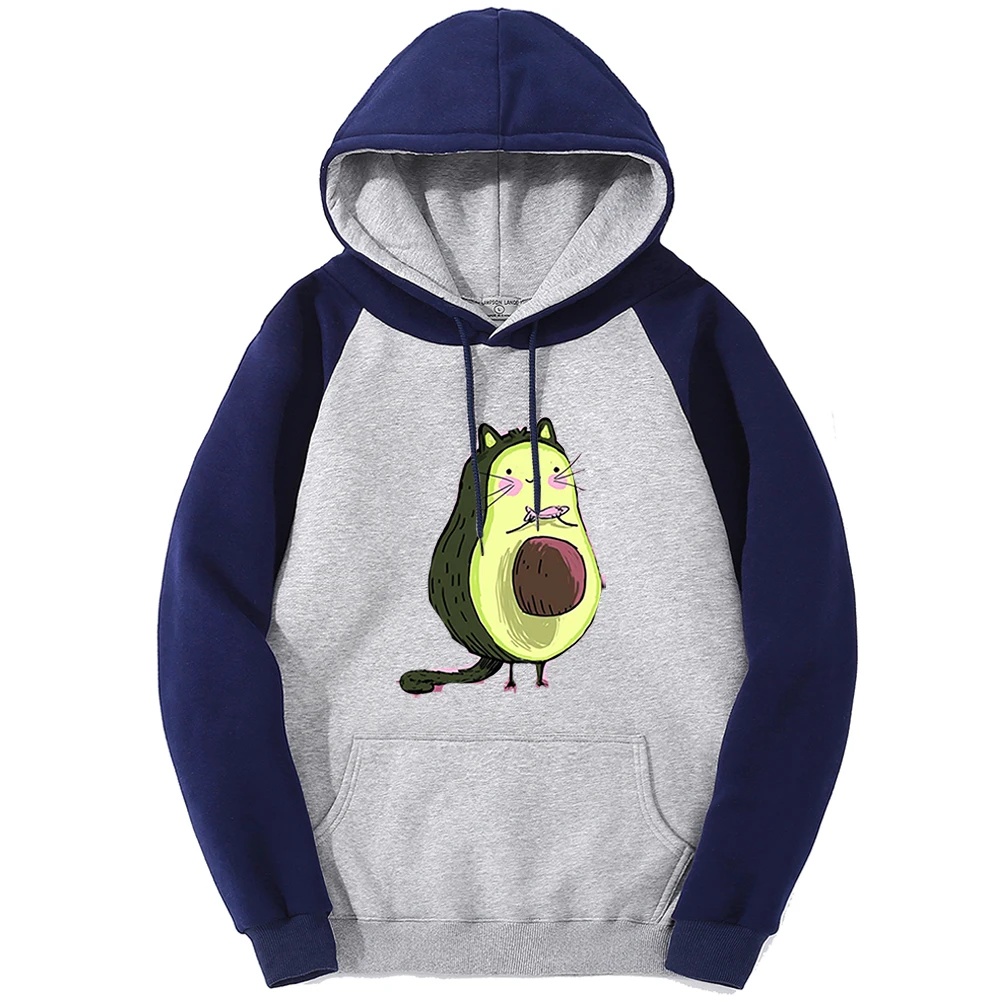 

Cute Avocado And Small Fish Womens Hoodie Fashion Casual Hoody Cartoon Loose Clothes Raglan Fleece Sweatshirt Women
