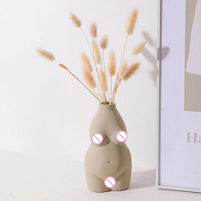 

Ceramics Vases Body Art Bust Statue Flower Insert Ornaments Frosted Porcelain Crafts Creativity Vase Desk Decor Home Decoration