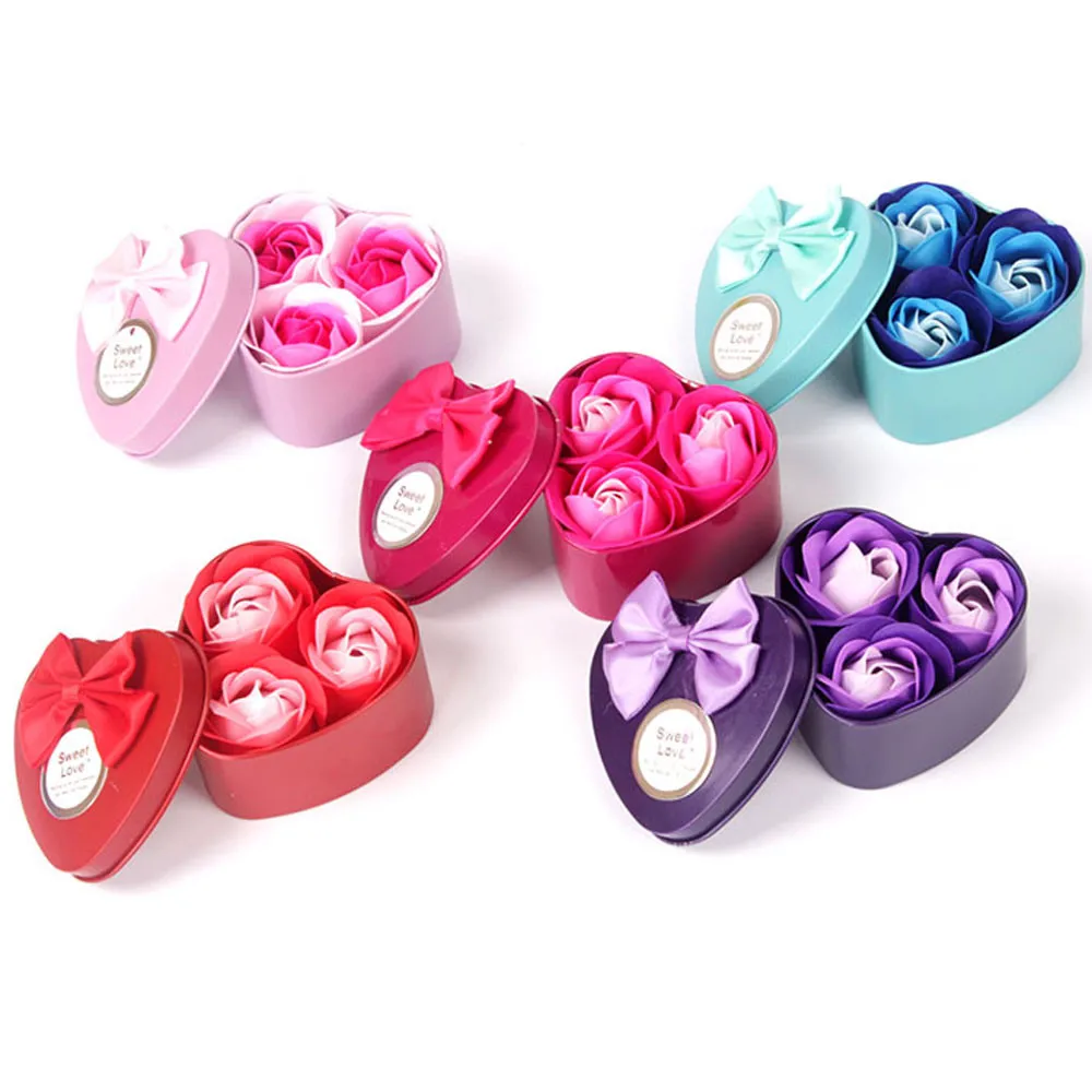 Практические 3 шт. сердце Ароматические ванны тело в виде лепестков розы мыло