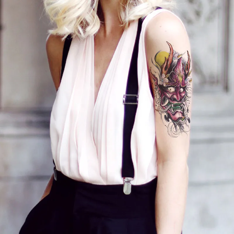 Наполовину тату Цветок на руку наклейка для боди-арта Искусственный Человек зло