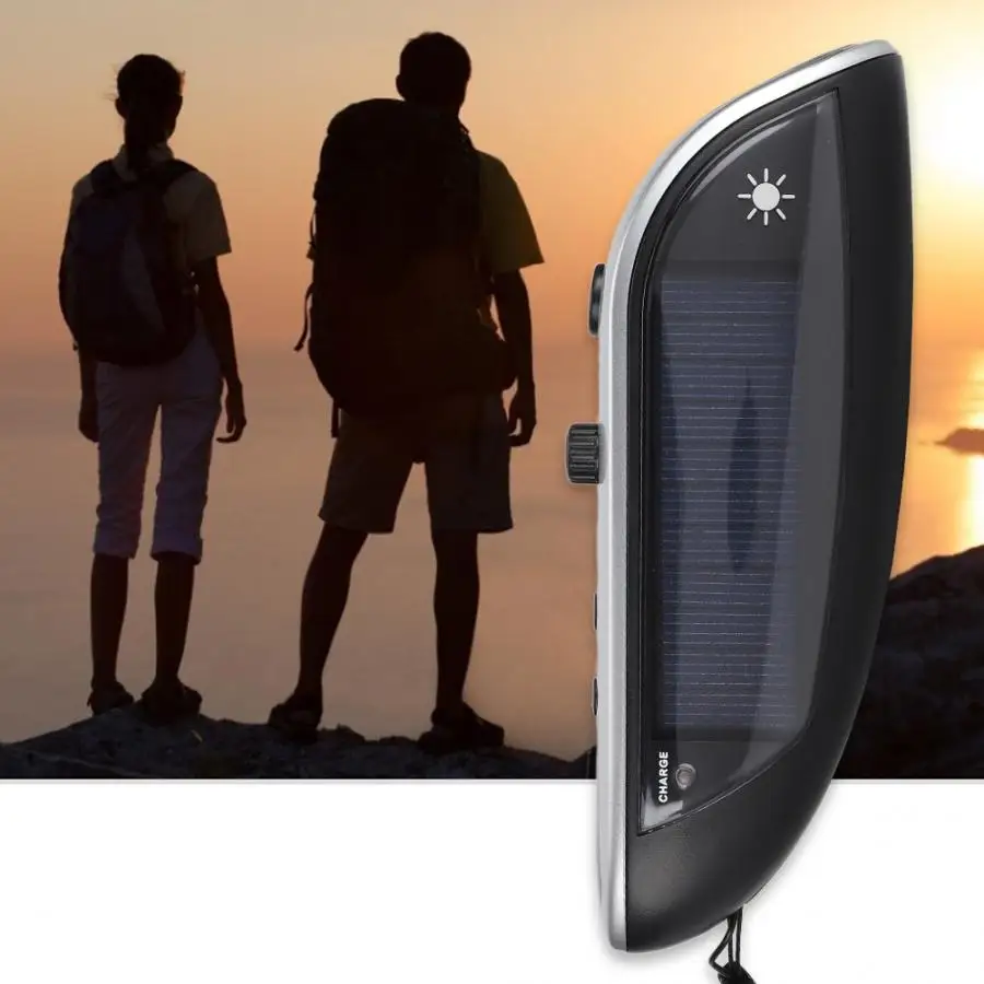 Портативный многофункциональный светодиодный фонарик на солнечной батарее с USB