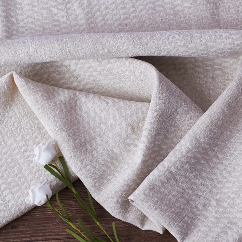 Высококачественный льняной хлопковый материал Жаккард Конопли с дождем и росой